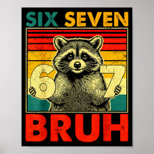 67 Meme 6 7 Zahlen Waschbär Sechs Sieben Bruh Lust Poster