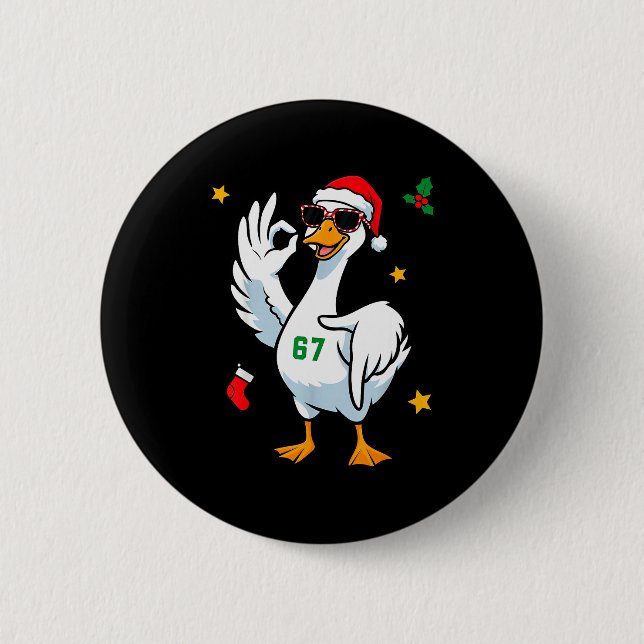 67 Meme Alberner Gans 6 7 Lustige Sechs Sieben Wei Button (Vorderseite)