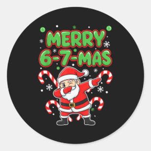 67 Meme Alpha Gen Slang Frohe 6-7-mas Santa Christ Runder Aufkleber