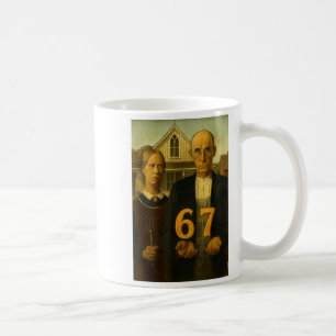 67 Meme American Gothic Kunst Six Seven Gen Alpha  Kaffeetasse