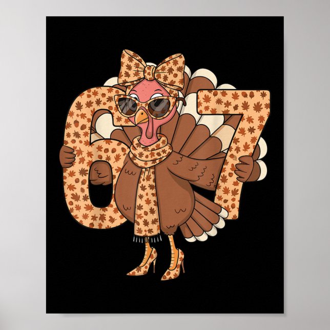67 Meme Autumn Fall Turkey Sungles Funny Thanksgiv Poster (Vorne)