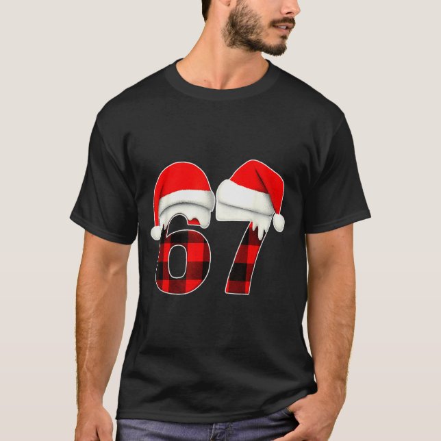 67 Meme Brainrot Funny Christmas Plaid Xmas Pajama T-Shirt (Vorderseite)