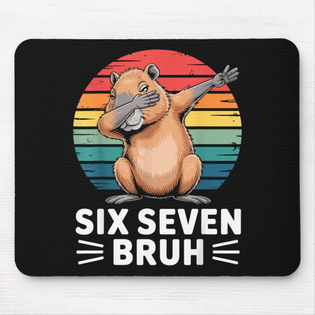 67 Meme Capybara Funny Six Seven Bruh Humor For Ki Mousepad (Vorne)
