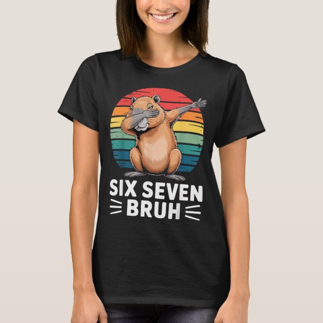 67 Meme Capybara Funny Six Seven Bruh Humor For Ki T-Shirt (Vorderseite)