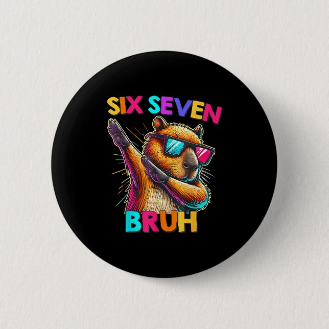 67 Meme Capybara Six Seven Bruh Capybara Kids Boys Button (Vorderseite)