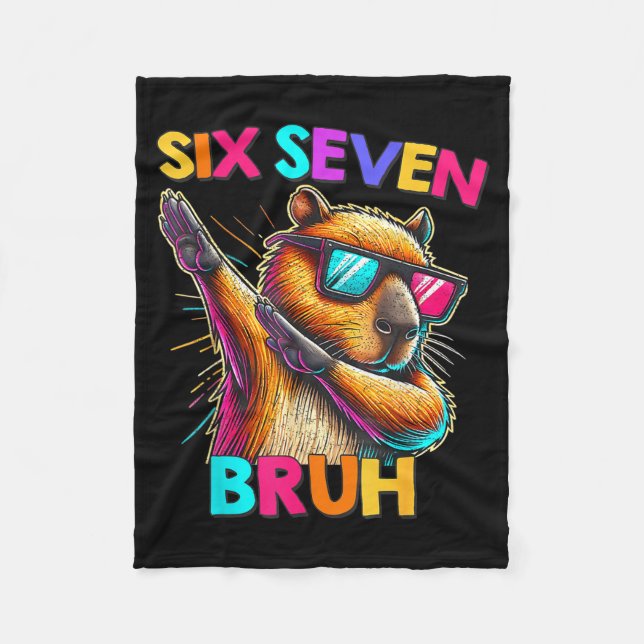 67 Meme Capybara Six Seven Bruh Capybara Kids Boys Fleecedecke (Vorderseite)