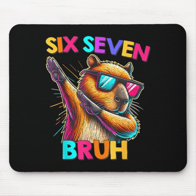 67 Meme Capybara Six Seven Bruh Capybara Kids Boys Mousepad (Vorne)