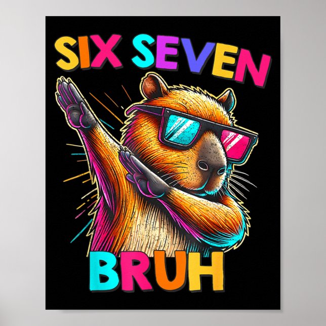 67 Meme Capybara Six Seven Bruh Capybara Kids Boys Poster (Vorne)