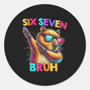 67 Meme Capybara Six Seven Bruh Capybara Kinder Ju Runder Aufkleber