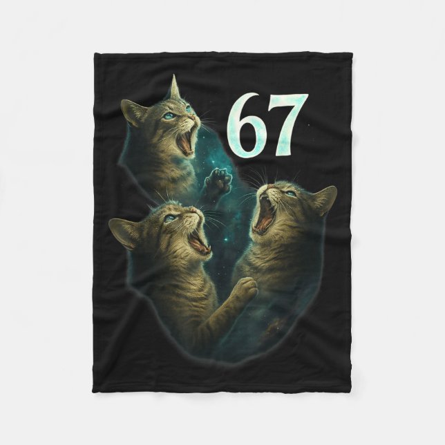 67 Meme Cat Howling At 67 Funny 6 7  Fleecedecke (Vorderseite)