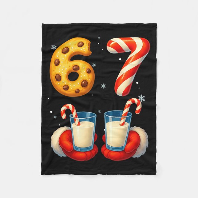 67 Meme Christmas Cookie Candy Cane Funny Six Seve Fleecedecke (Vorderseite)