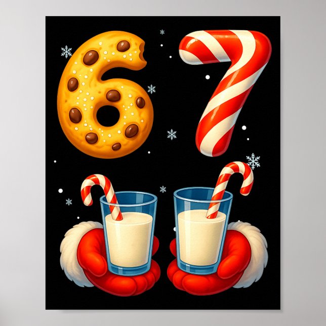 67 Meme Christmas Cookie Candy Cane Funny Six Seve Poster (Vorne)