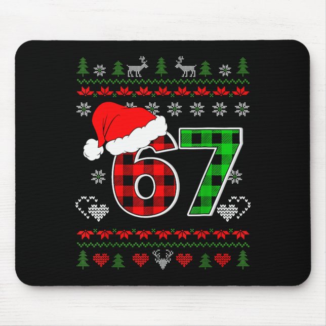 67 Meme Christmas Six Seven Xmas Ugly Sweater Men  Mousepad (Vorne)