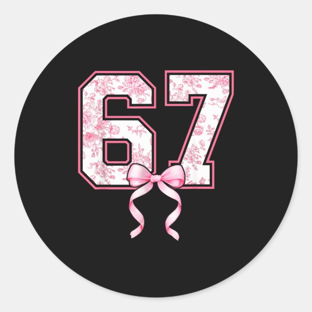 67 Meme Coquette Toile Nk Bow Funny Six Seven Girl Runder Aufkleber (Vorderseite)