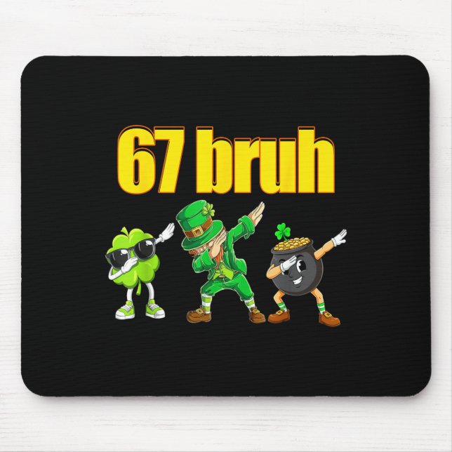 67 Meme Dabbing Leprechaun Shamrock Gold Topf st Mousepad (Vorne)