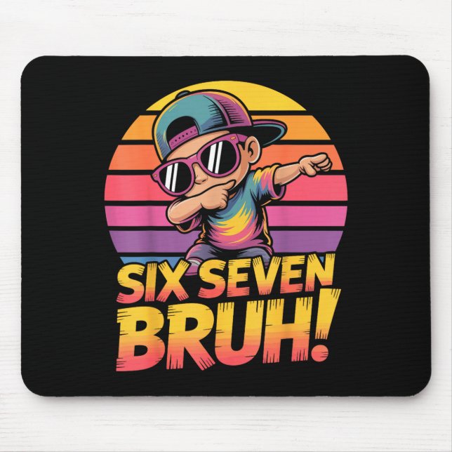 67 Meme Dabbing Six Seven 6 7 Bruh Funny Number De Mousepad (Vorne)