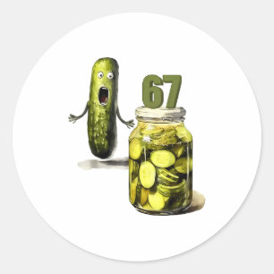 67 Meme Dill-Gurken-Überraschung Ein Glas geschnit Runder Aufkleber
