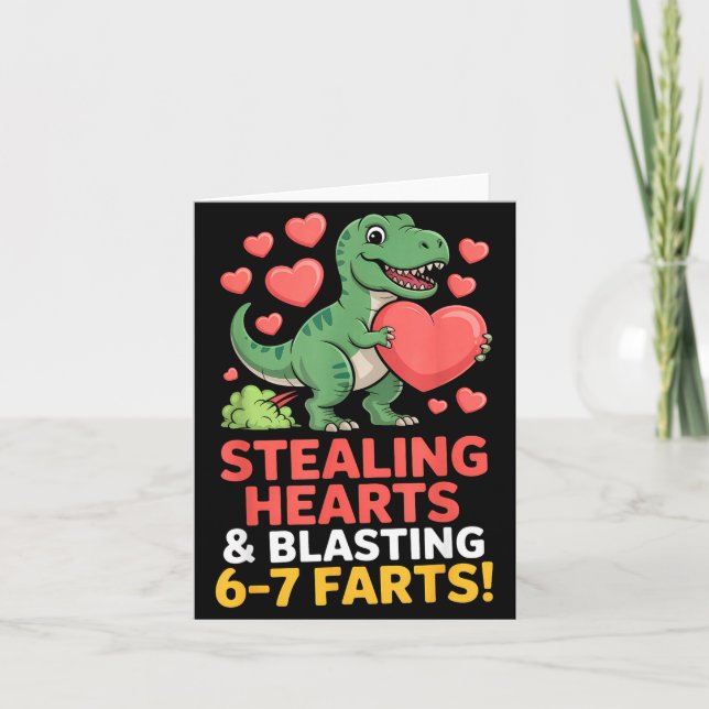 67 Meme Dinosaur stiehlt Herzen 6-7 Farts Valenti Karte (Vorderseite)
