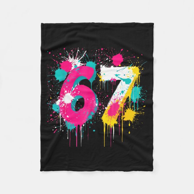 67 Meme Drip Spray Paint Six Seven 80s Bright Colo Fleecedecke (Vorderseite)