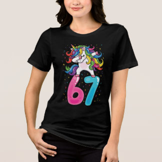 67 Meme Einhorn für Mädchen sechs sieben Gen Alpha Tri-Blend Shirt