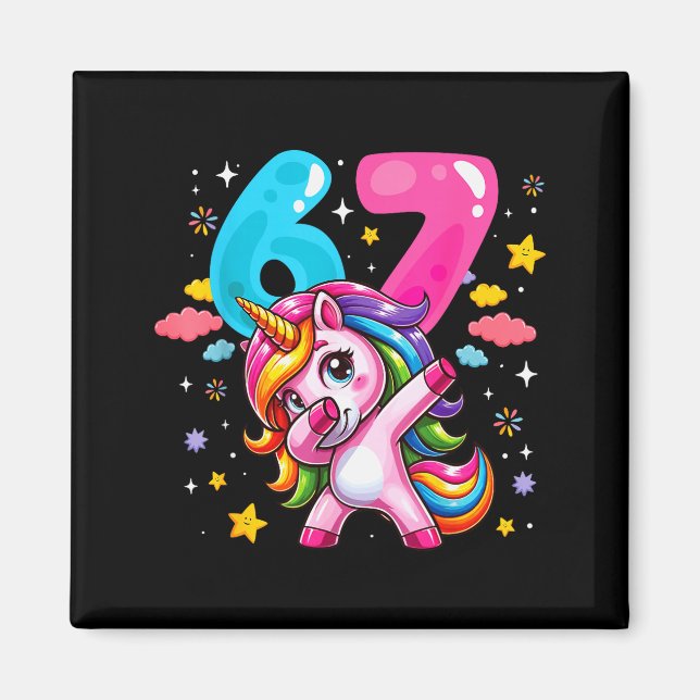 67 Meme Einhorn für Mädchen Sechs Sieben Meme Brai Magnet (Vorne)