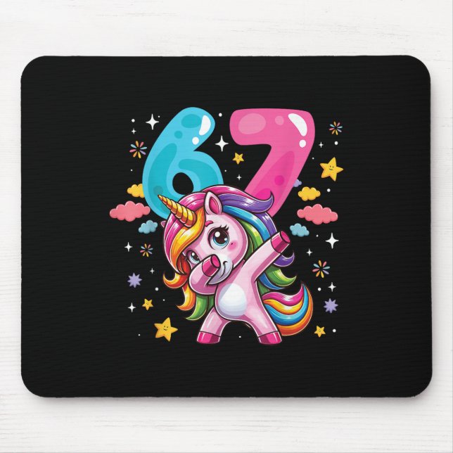 67 Meme Einhorn für Mädchen Sechs Sieben Meme Brai Mousepad (Vorne)