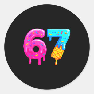 67 Meme Eis Drip Lustig Six Seven Gen Alpha S Runder Aufkleber