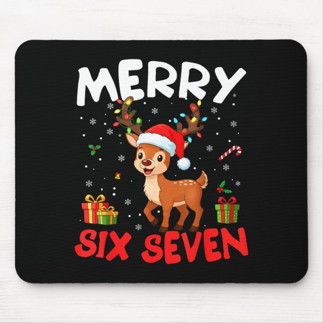 67 Meme Frohe Sechs Sieben Rentiere Lustige Weihna Mousepad (Vorne)