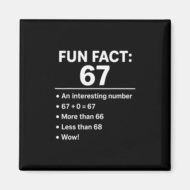 67 Meme Fun Fact - Six Seven Gen Alpha Z Funny Hum Magnet (Vorne)