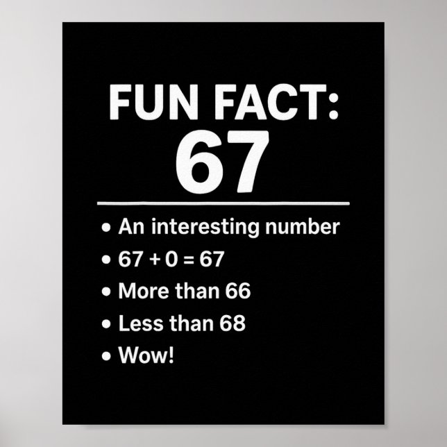 67 Meme Fun Fact - Six Seven Gen Alpha Z Funny Hum Poster (Vorne)