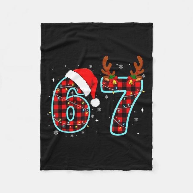 67 Meme Funny Christmas Red Plaid Xmas Pajamas Sla Fleecedecke (Vorderseite)