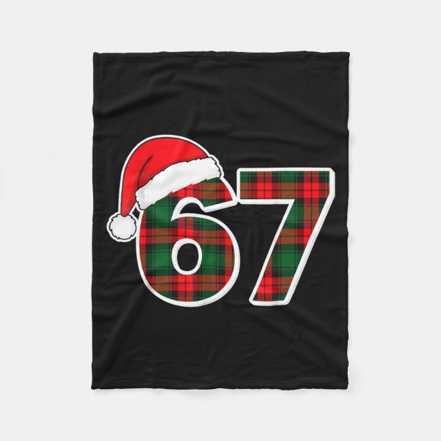 67 Meme Funny Christmas Red Plaid Xmas Pajamas Sla Fleecedecke (Vorderseite)