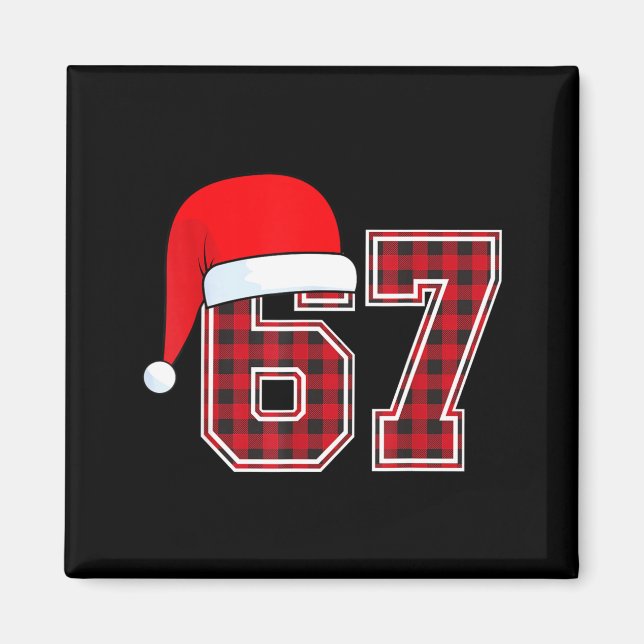 67 Meme Funny Christmas Red Plaid Xmas Pajamas Sla Magnet (Vorne)