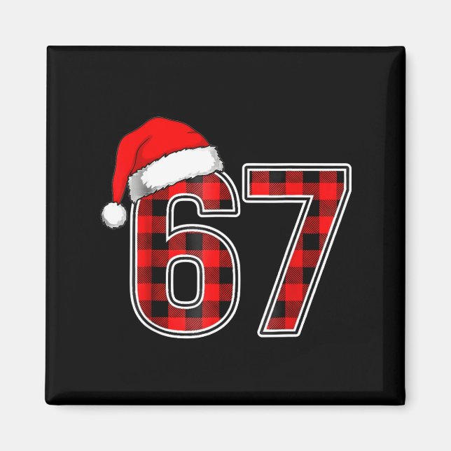 67 Meme Funny Christmas Red Plaid Xmas Pajamas Sla Magnet (Vorne)