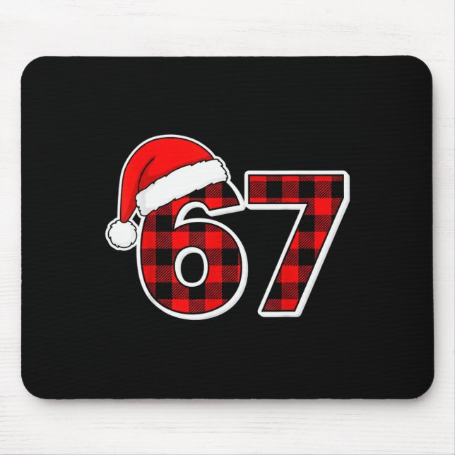 67 Meme Funny Christmas Red Plaid Xmas Pajamas Sla Mousepad (Vorne)