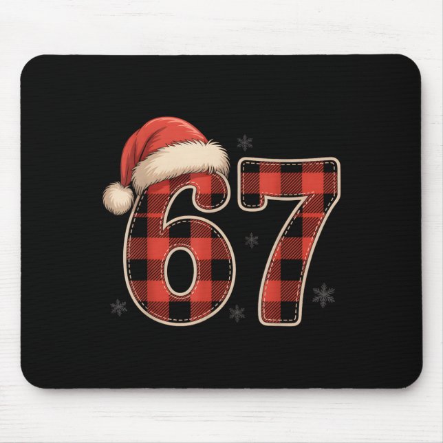 67 Meme Funny Christmas Red Plaid Xmas Pajamas Sla Mousepad (Vorne)
