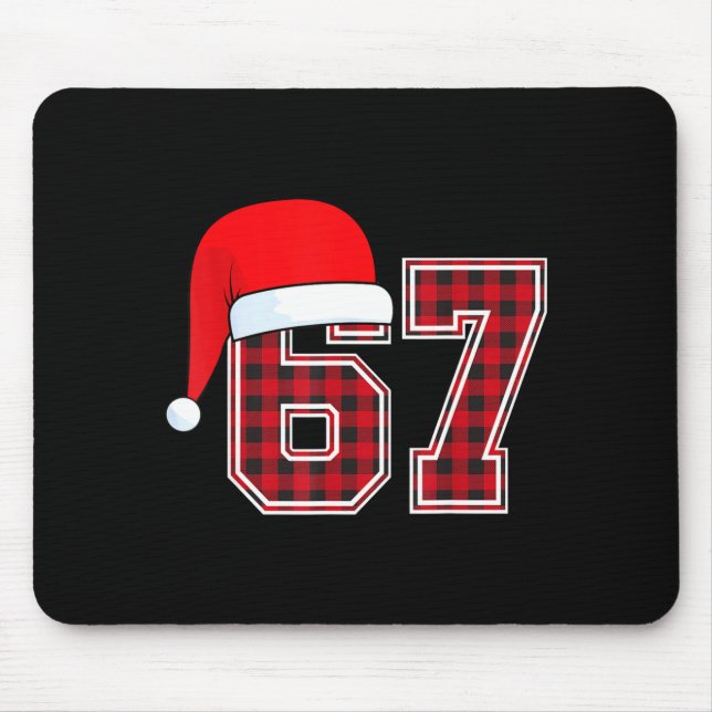 67 Meme Funny Christmas Red Plaid Xmas Pajamas Sla Mousepad (Vorne)
