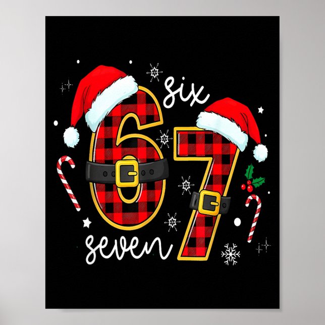 67 Meme Funny Christmas Red Plaid Xmas Pajamas Sla Poster (Vorne)