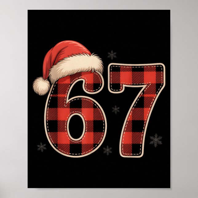 67 Meme Funny Christmas Red Plaid Xmas Pajamas Sla Poster (Vorne)