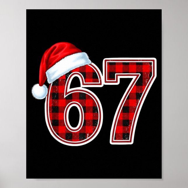 67 Meme Funny Christmas Red Plaid Xmas Pajamas Tee Poster (Vorne)