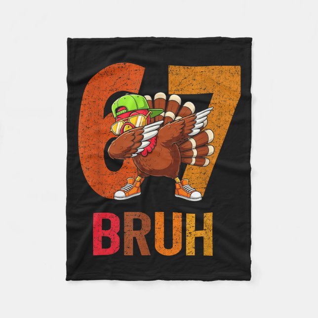 67 Meme Funny Family Thanksgiving Turkey Six Seven Fleecedecke (Vorderseite)