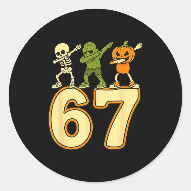 67 Meme Funny Halloween Numbers Six Seven Men Wome Runder Aufkleber (Vorderseite)