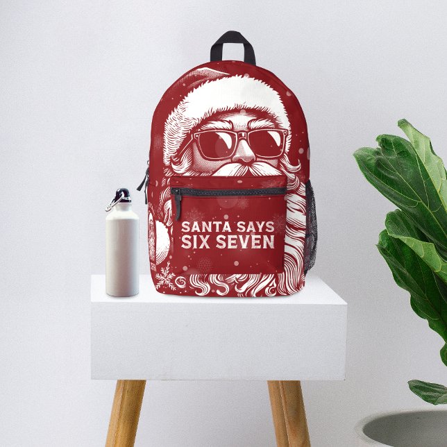 67 Meme Funny Santa Says Six Seven Christmas Bedruckter Rucksack (Von Creator hochgeladen)