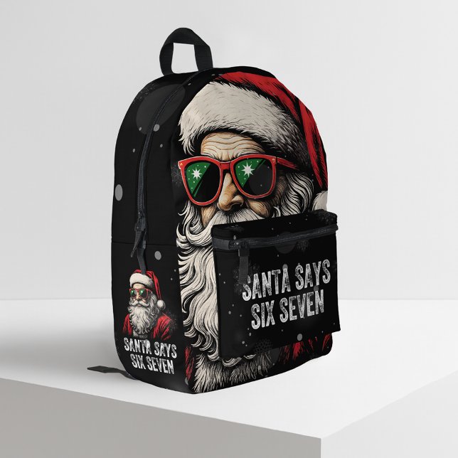 67 Meme Funny Santa Says Six Seven Christmas Bedruckter Rucksack (Von Creator hochgeladen)