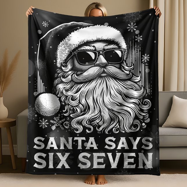 67 Meme Funny Santa Says Six Seven Christmas Fleecedecke (Von Creator hochgeladen)