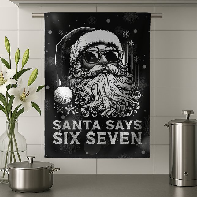 67 Meme Funny Santa Says Six Seven Christmas Geschirrtuch (Von Creator hochgeladen)