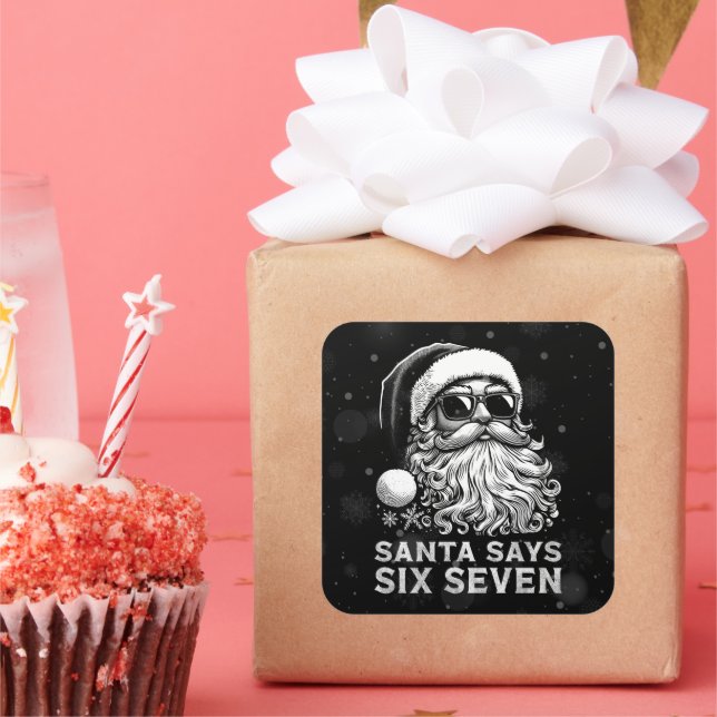 67 Meme Funny Santa Says Six Seven Christmas Quadratischer Aufkleber (Party)