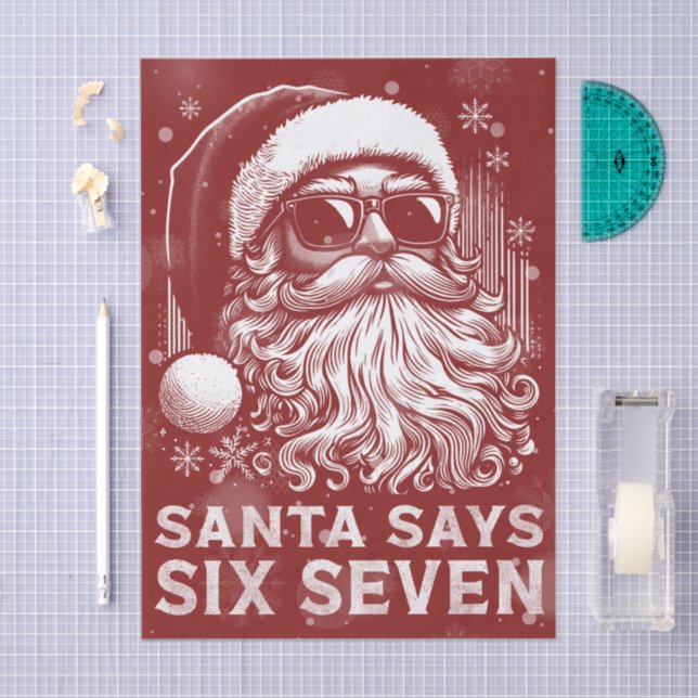 67 Meme Funny Santa Says Six Seven Christmas Seidenpapier (Handwerk)