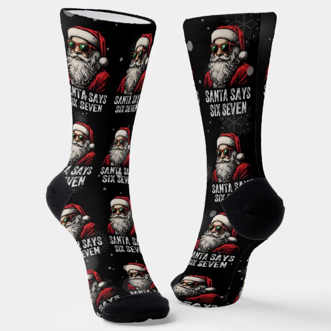 67 Meme Funny Santa Says Six Seven Christmas Socken (Gewinkelt)