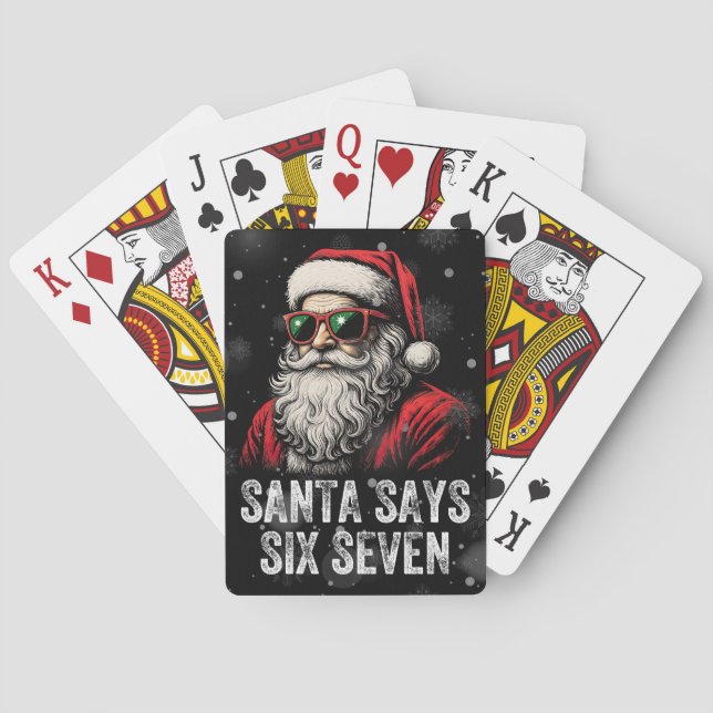 67 Meme Funny Santa Says Six Seven Christmas Spielkarten (Rückseite)